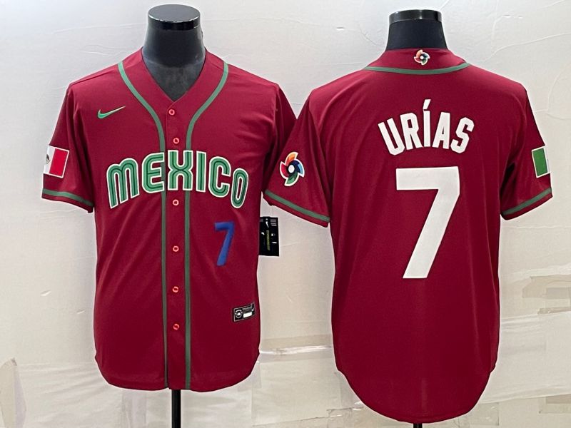 Men 2023 World Cub Mexico #7 Urias Red Nike MLB Jersey29